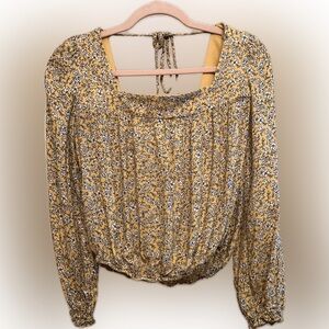 BLUE RAIN - Yellow Floral Puff Sleeve Top